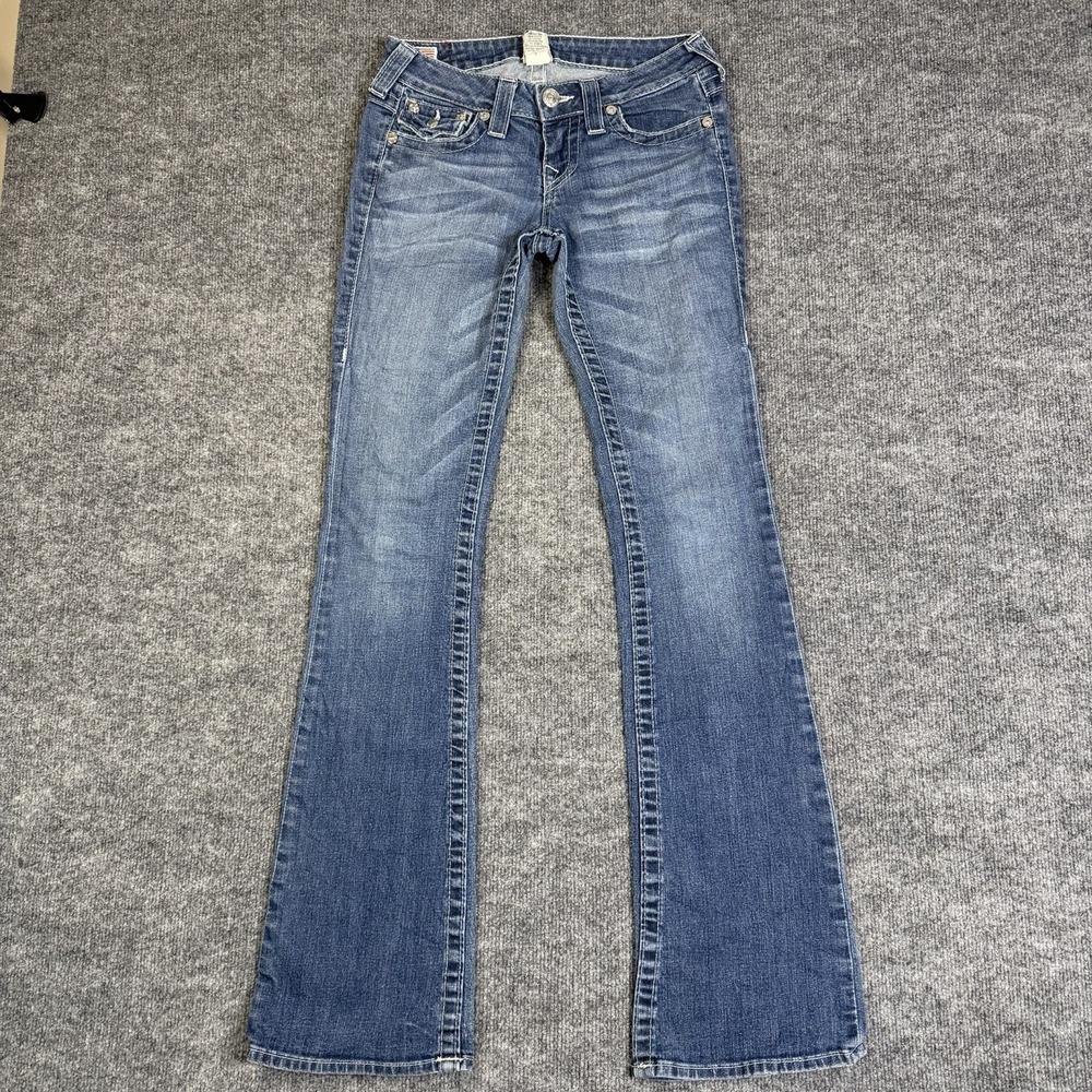 True Religion Jeans Women 25 Blue Disco Becky Low Rise Boot Cut Y2K Made USA